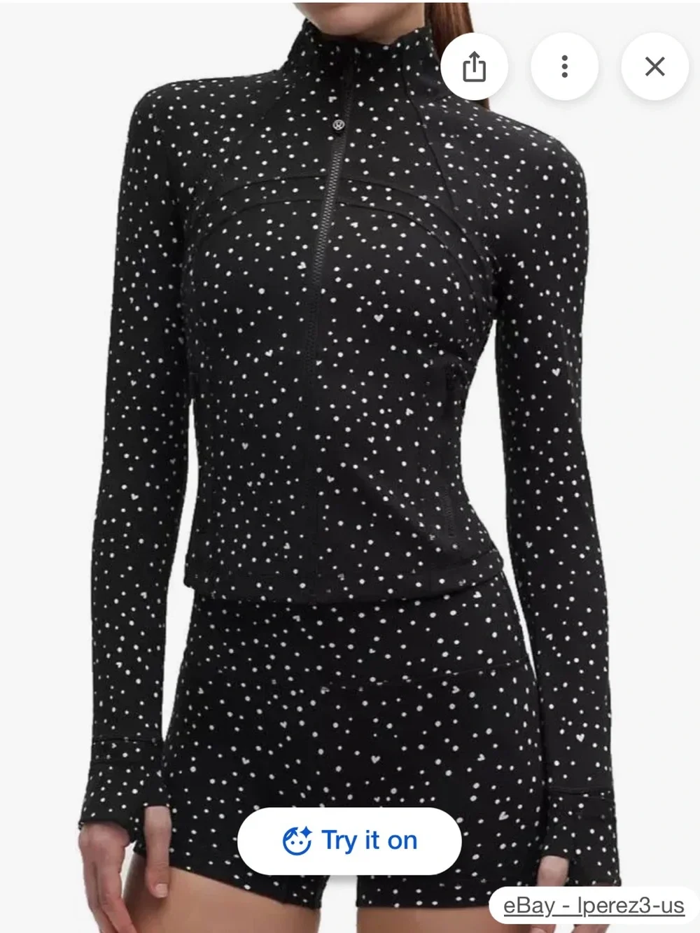 Lululemon Define Cropped Jacket Nulu SOLD OUT Black/Heart Scattered size 10 NWT - Picture 1 of 8